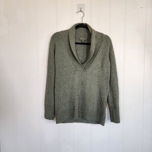 Eddie Bauer Green Shawl Collar Sweater Wool Classic Heritage Cabincore Winter